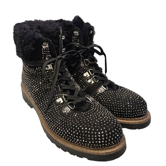 Toasty warm, sparkly, women's XTI lace up ankle boots size 37 - Picture 1 of 10